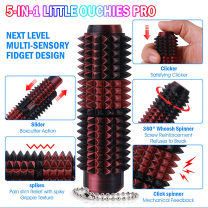 5-in-1 Sensory Fidget Toy – Spiky Stress Relief Tool with Clicker, Spinner, Slider & Roller
