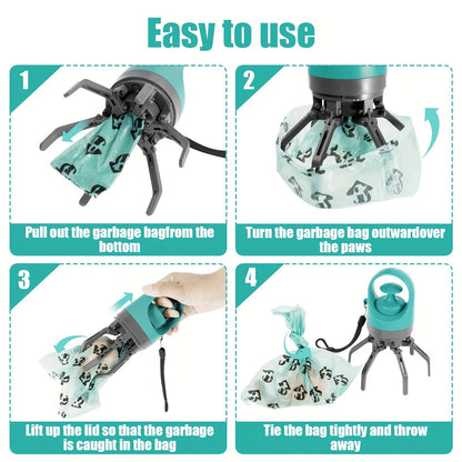 Portable No-Touch Pet Poop Scooper with Waste Bag Dispenser