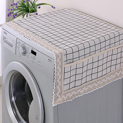 Cotton Linen Refrigerator Dust Cover with Pockets