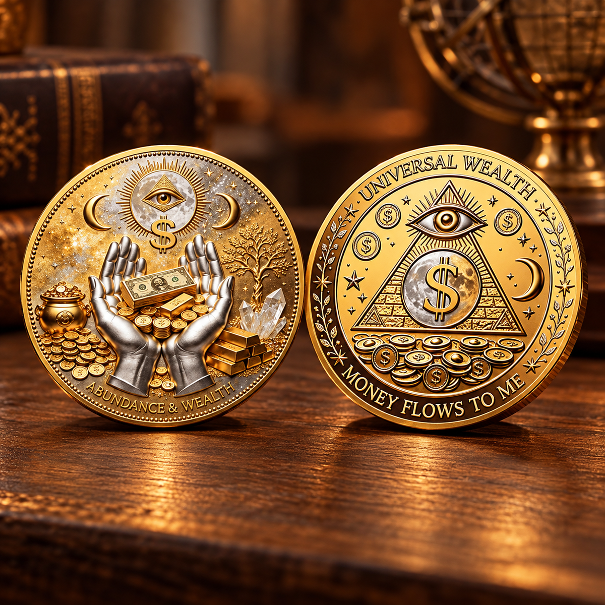 🏆🇺🇸 Limited Edition!💰3D Wealth Coin – Gold-Tone Prosperity Symbol with Double-Sided Relief