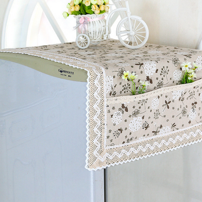 Cotton Linen Refrigerator Dust Cover with Pockets