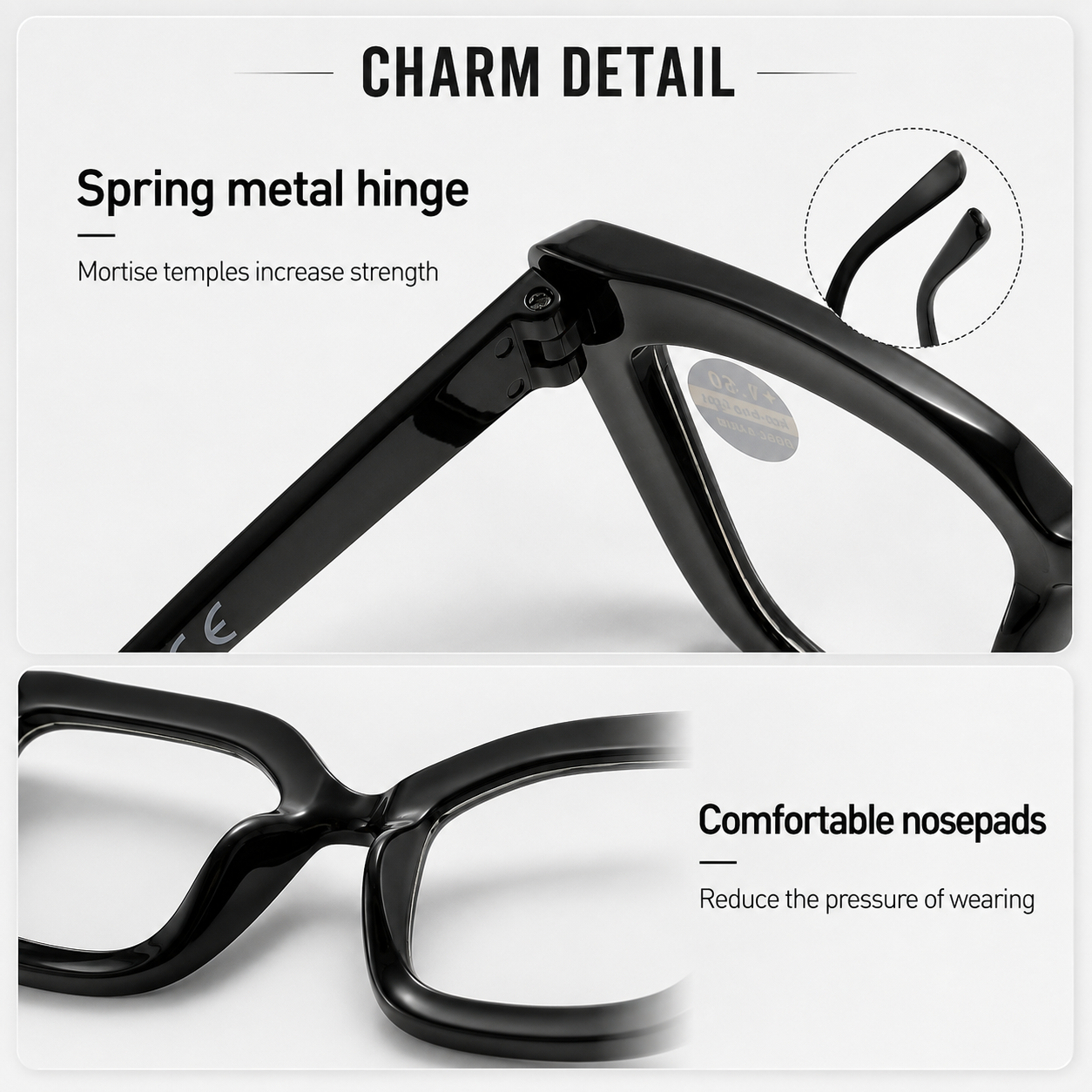 Diamond‑Studded Cat‑Eye Large Frame PC Light Anti‑Fatigue Reading Glasses