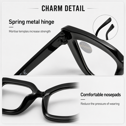 Diamond‑Studded Cat‑Eye Large Frame PC Light Anti‑Fatigue Reading Glasses