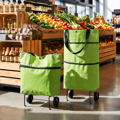2-in-1 Foldable Shopping Cart – Carry More, Roll Easier