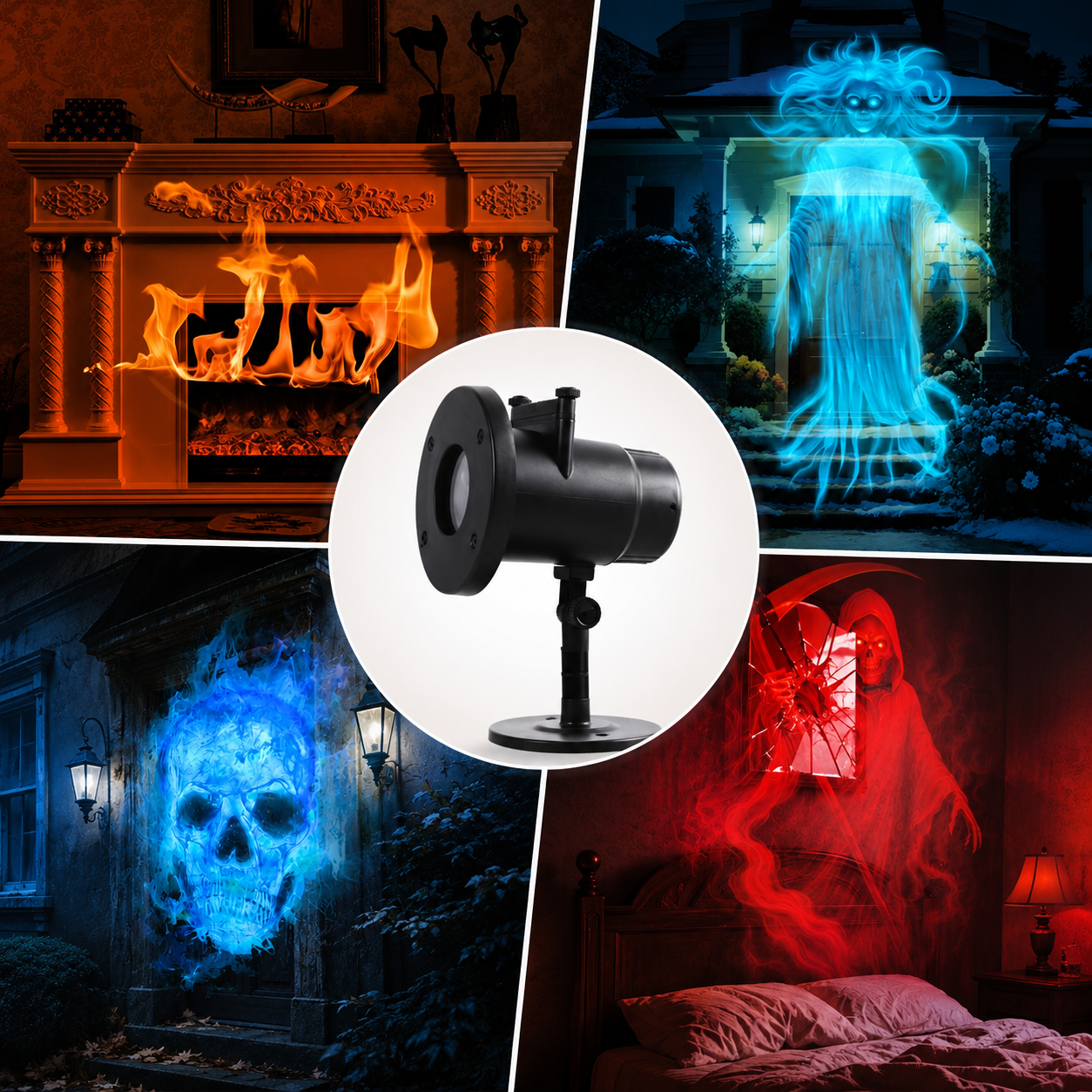 Halloween Skull Projection Light – Waterproof Moving Skull Projector for Spooky Outdoor Yard Decorations