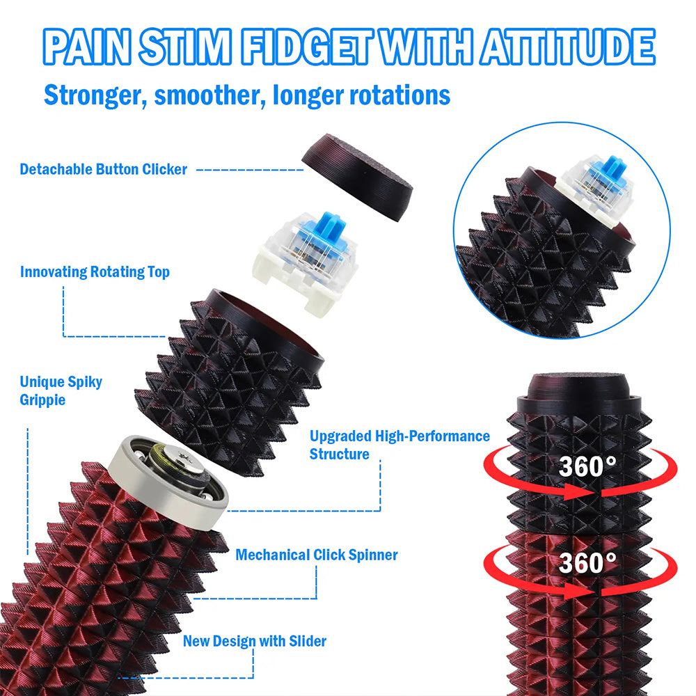 5-in-1 Sensory Fidget Toy – Spiky Stress Relief Tool with Clicker, Spinner, Slider & Roller
