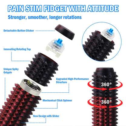 5-in-1 Sensory Fidget Toy – Spiky Stress Relief Tool with Clicker, Spinner, Slider & Roller
