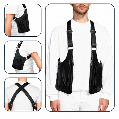 Double Shoulder Anti-Theft Harness Bag, Leather Armpit Wallet