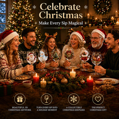 Christmas 3D Wine Glass Collection Gift Box Set