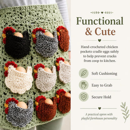 Handmade Crochet Chicken Egg Collecting Apron