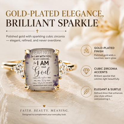 💍Women's Adjustable Christian Scripture Ring – Gold-Plated CZ Jewelry
