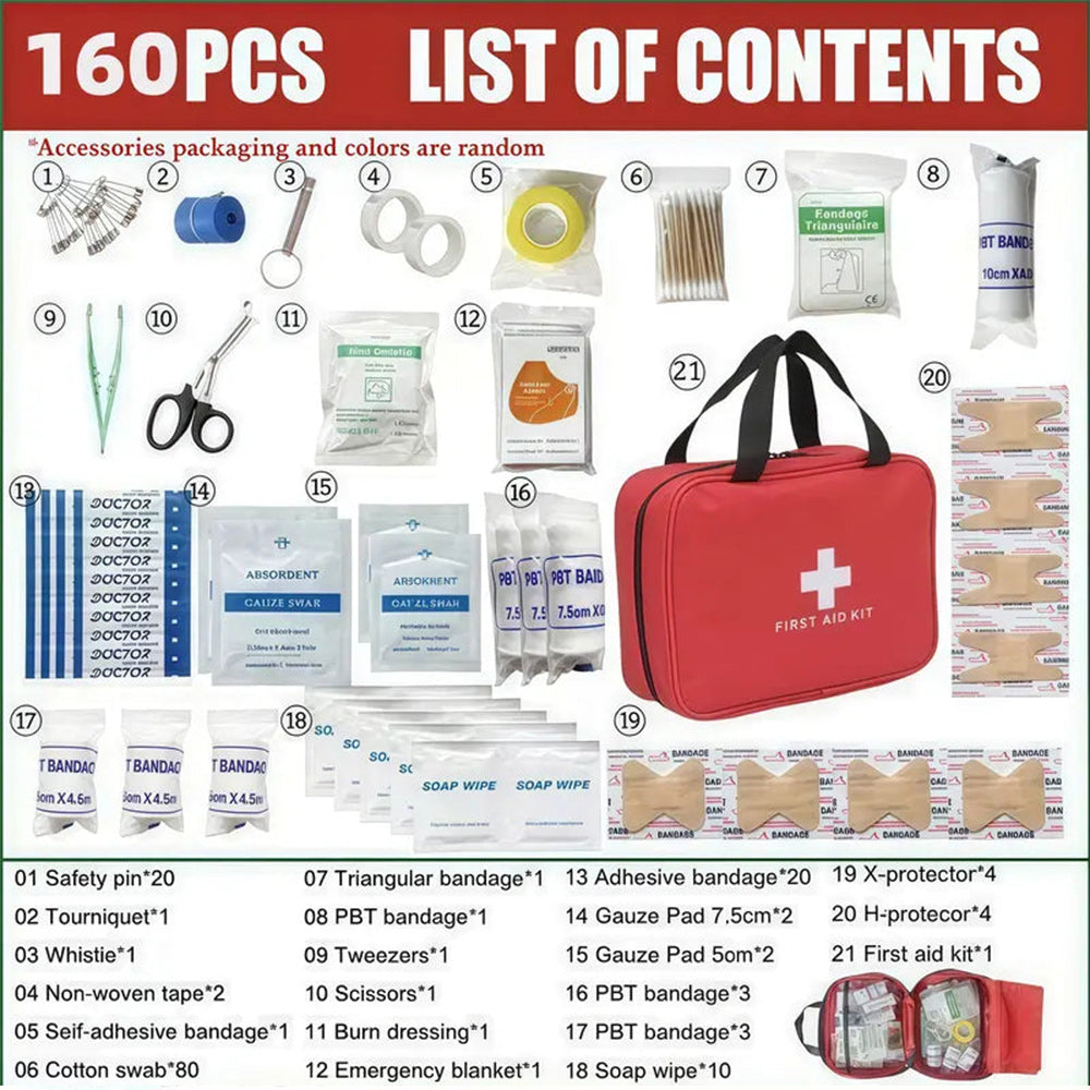 First Aid Kit – High-quality, waterproof, and portable trauma first aid kit, suitable for various emergency situations.