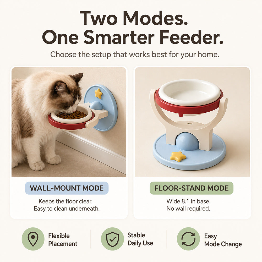 2-in-1 Wall Mounted Elevated Pet Bowl