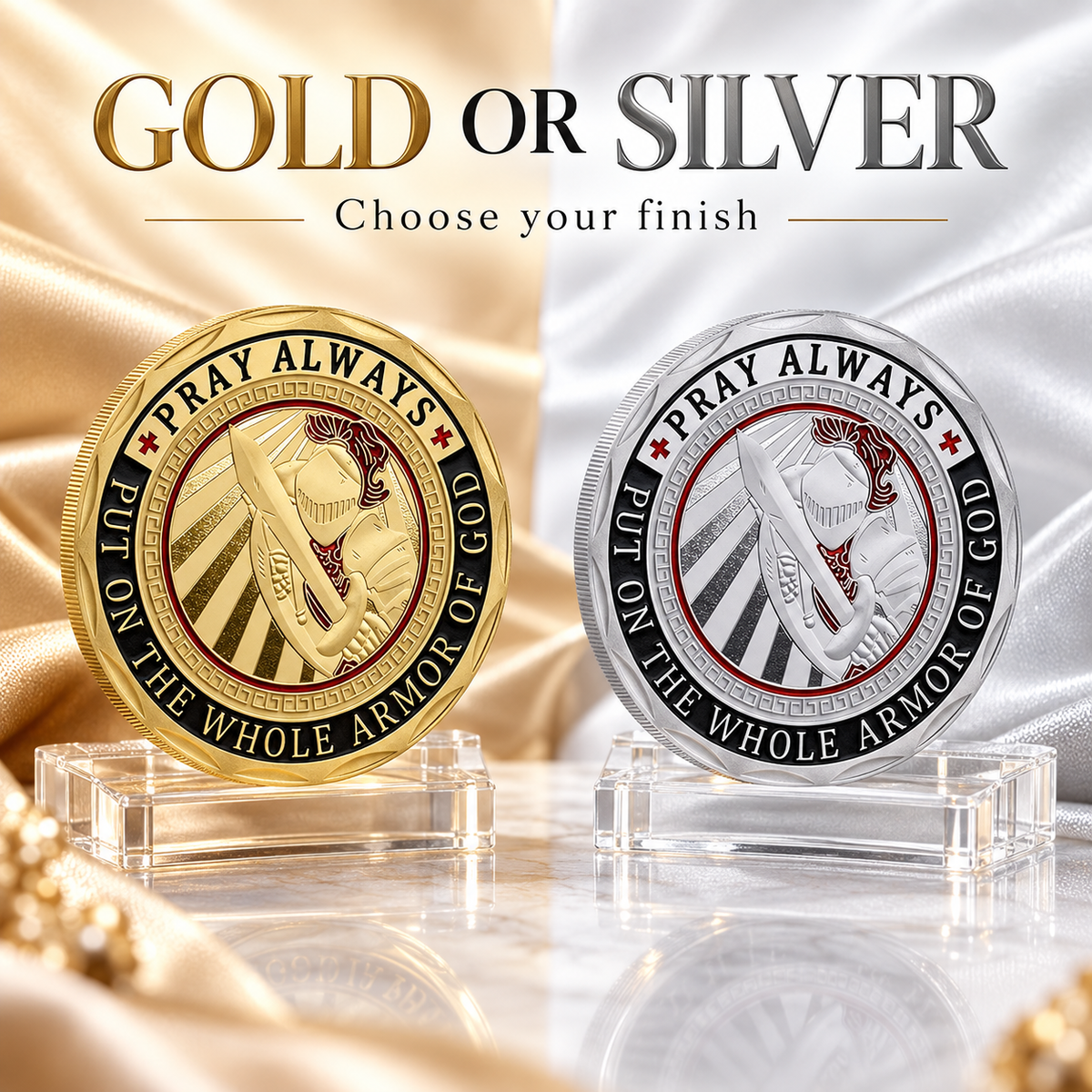 ✝️God in Full Armor Challenge Coin | Symbol of Spiritual Strength and Faith Protection