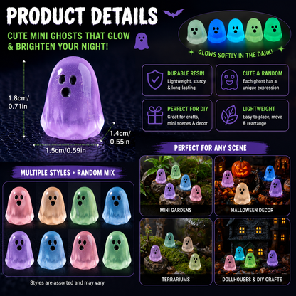 Glow‑in‑the‑Dark Mini Ghost Figurines | Resin Halloween DIY Decor 20/50PCS