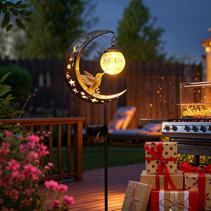 Hummingbird Moon Solar Garden Stake Light