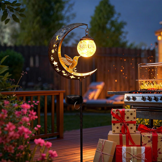 Hummingbird Moon Solar Garden Stake Light