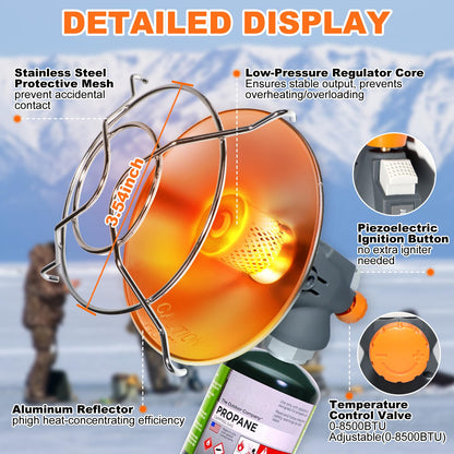 Portable Propane Heater Outdoor Camping Heater, 8500 BTU, Piezo Ignition🔥