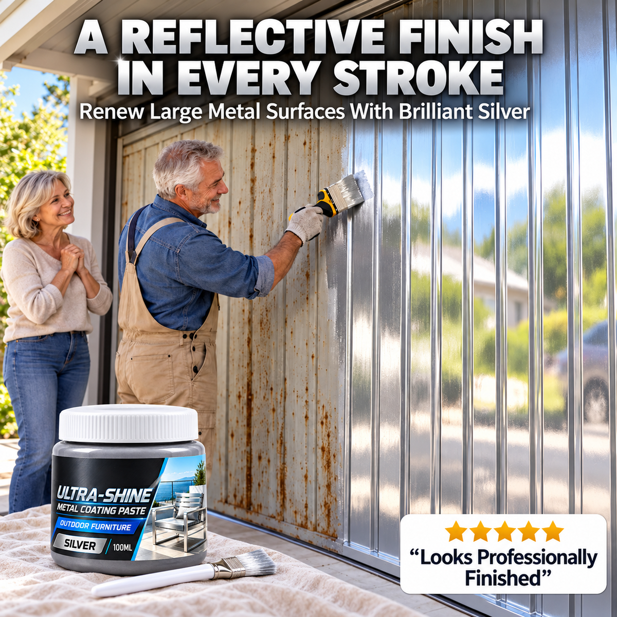 🎨 Water-Based Metallic Silver Paint for Metal Renovation