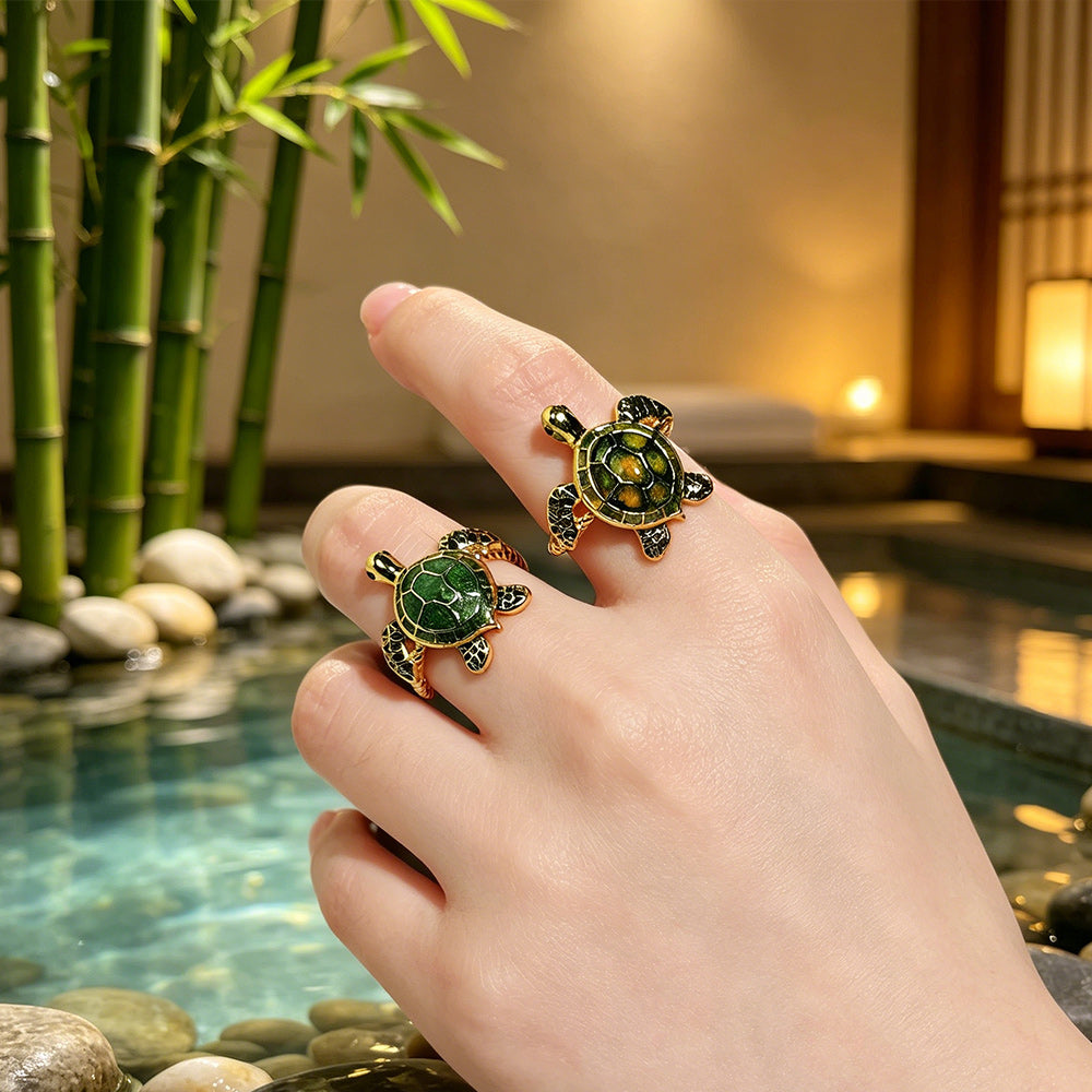 Adjustable Lucky Turtle Ring Symbol of Longevity Health Wealth & Good Fortune