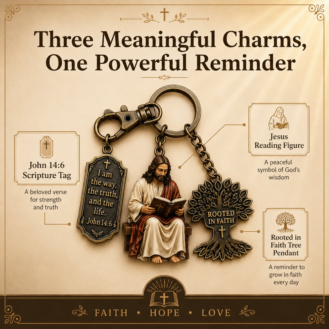 Jesus Reading Keychain