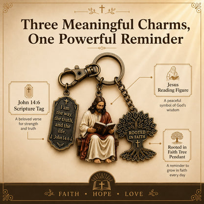 Jesus Reading Keychain