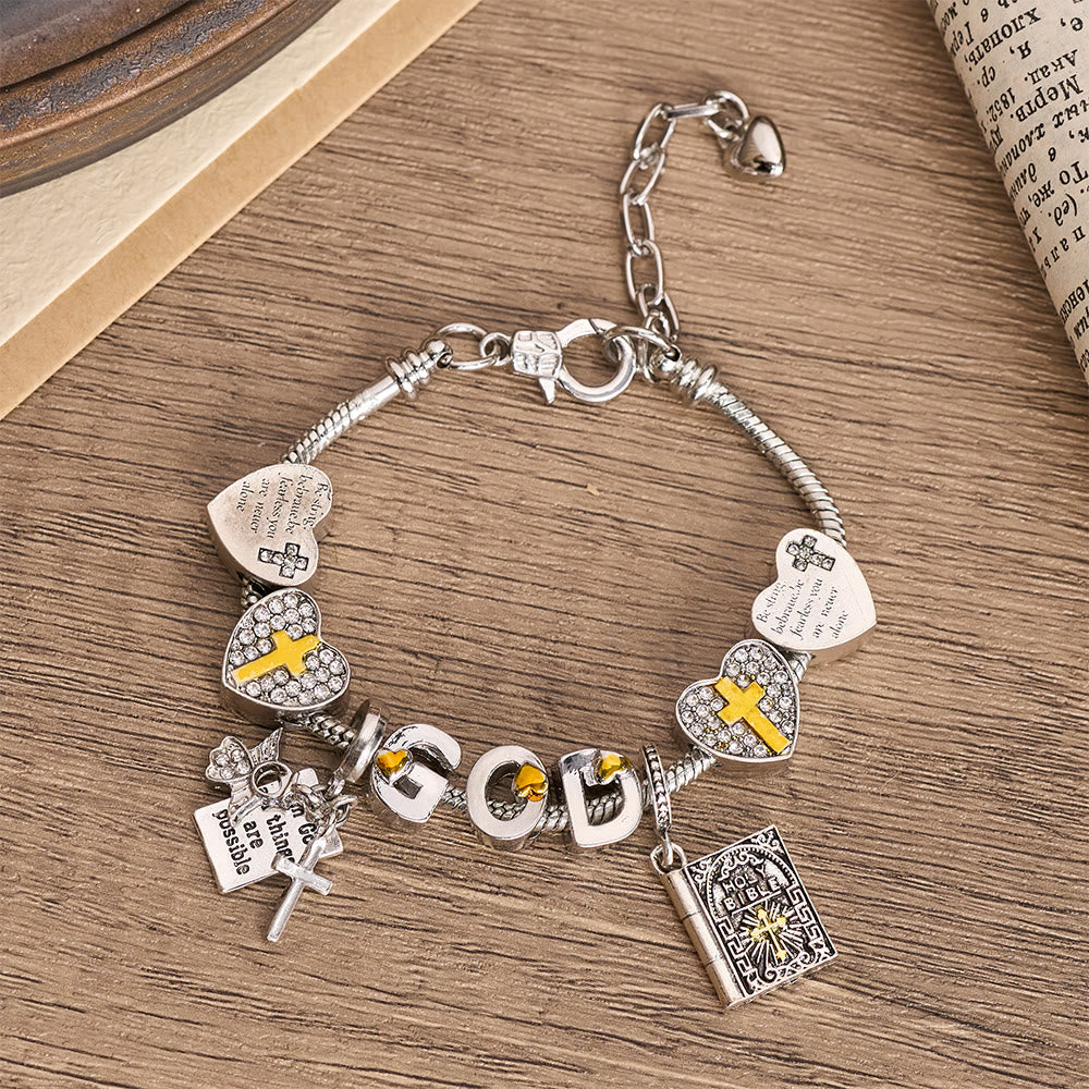 Daily Faith Divine Protection Bracelet – Christian Scripture Charm Adjustable Silver Jewelry