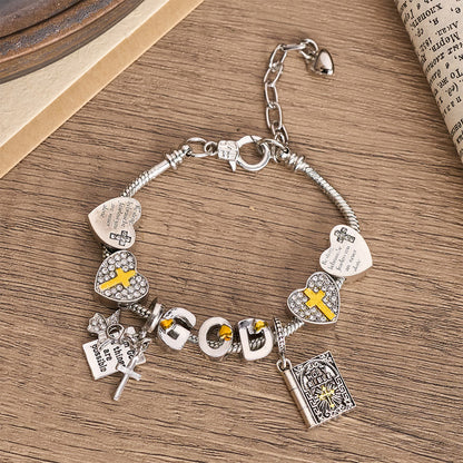 Daily Faith Divine Protection Bracelet – Christian Scripture Charm Adjustable Silver Jewelry