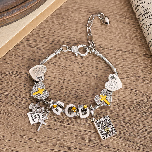 Daily Faith Divine Protection Bracelet – Christian Scripture Charm Adjustable Silver Jewelry