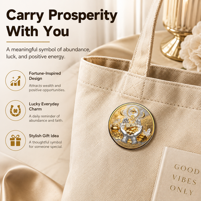 3D “The Midas Touch” Wealth Abundance Coin Brooch – Fortune Attraction Charm, Omniscient Protection Symbol, Pocket-Sized Collector’s Pin for Businessmen & Entrepreneurs