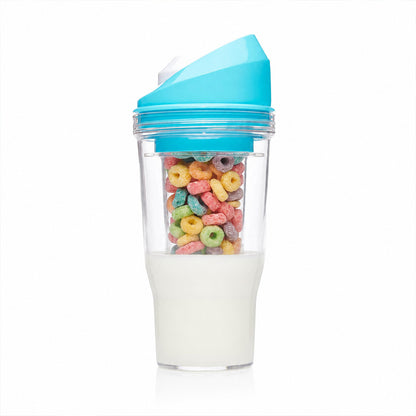 Portable Cereal Cup with Milk Separator Leakproof Double Layer