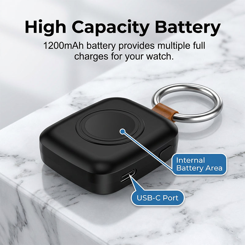 Portable Keychain Charger for Smartwatches – Wireless Power On-the-Go