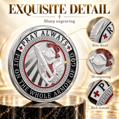 ✝️God in Full Armor Challenge Coin | Symbol of Spiritual Strength and Faith Protection