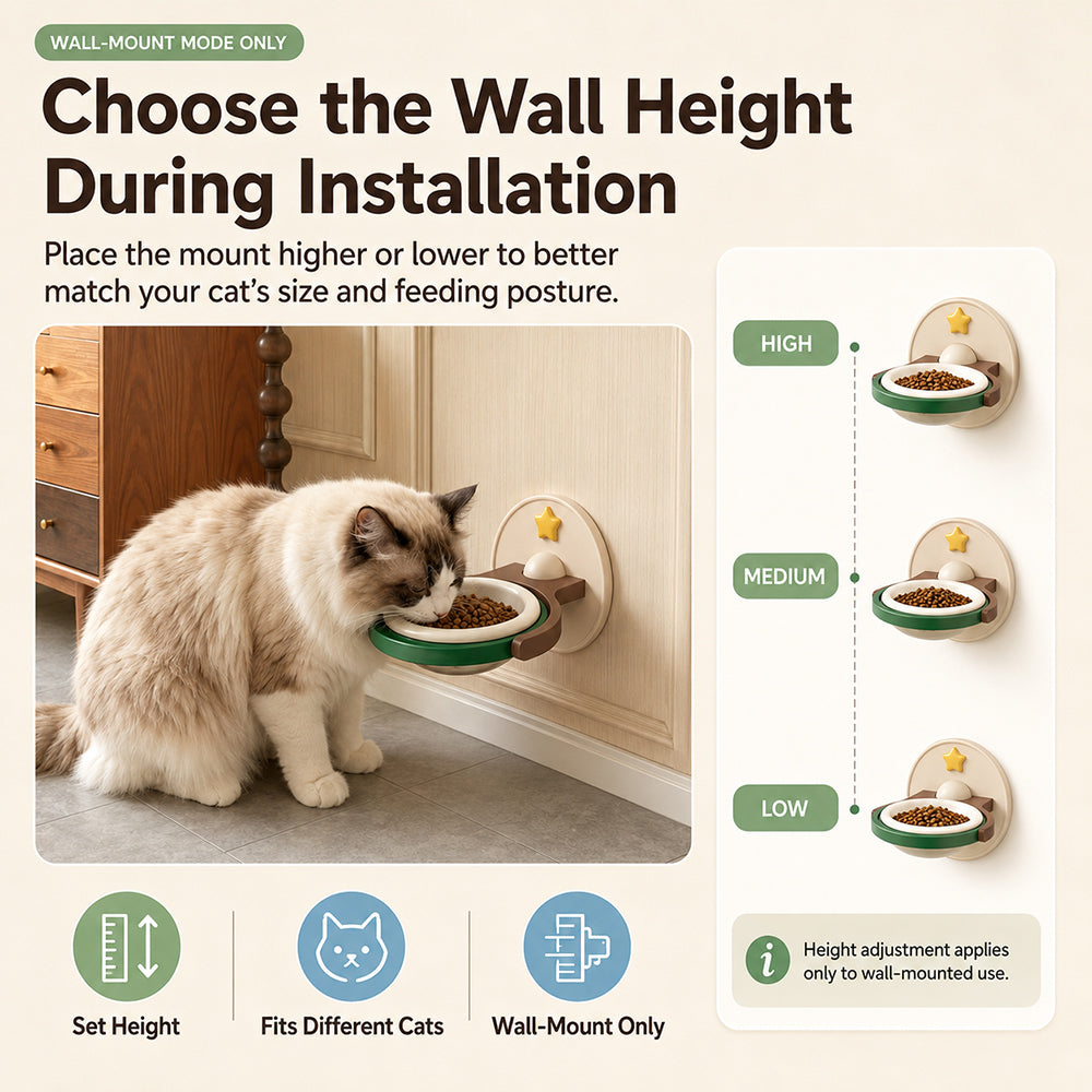 2-in-1 Wall Mounted Elevated Pet Bowl