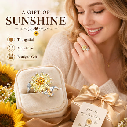 Sunflower Fidget Rings for Women,You are My Sunshine Chic Sunflower Open Ring