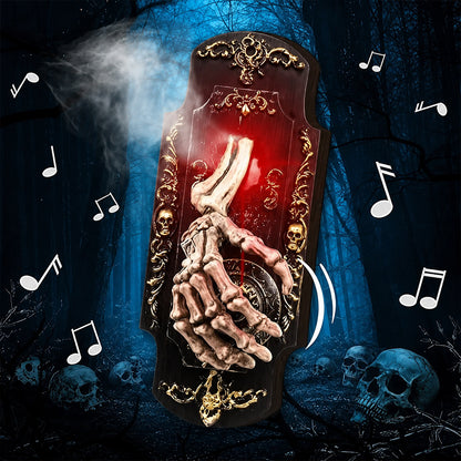 Hanging Touch/Motion Activated Skeleton Hand Doorbell with Red Light, Scary Sound Haunted House Decoration