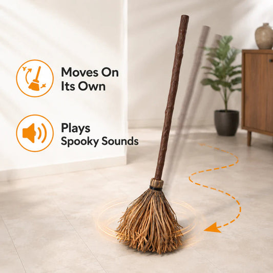 Floating Enchanted Broom – Magical Hovering Halloween Decoration
