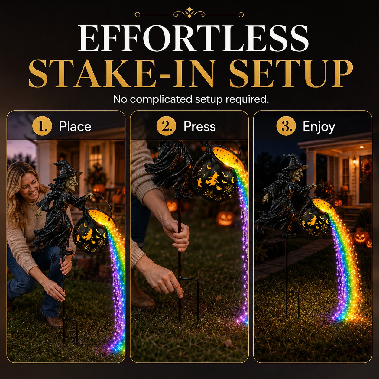 Witch Potion Waterfall Garden Lamp
