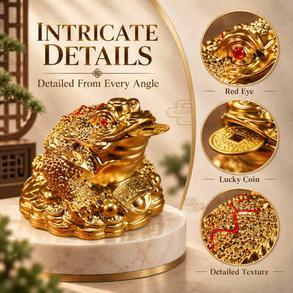 💰Golden Money Frog Decor Statue, Wealth & Prosperity Luck Ornament