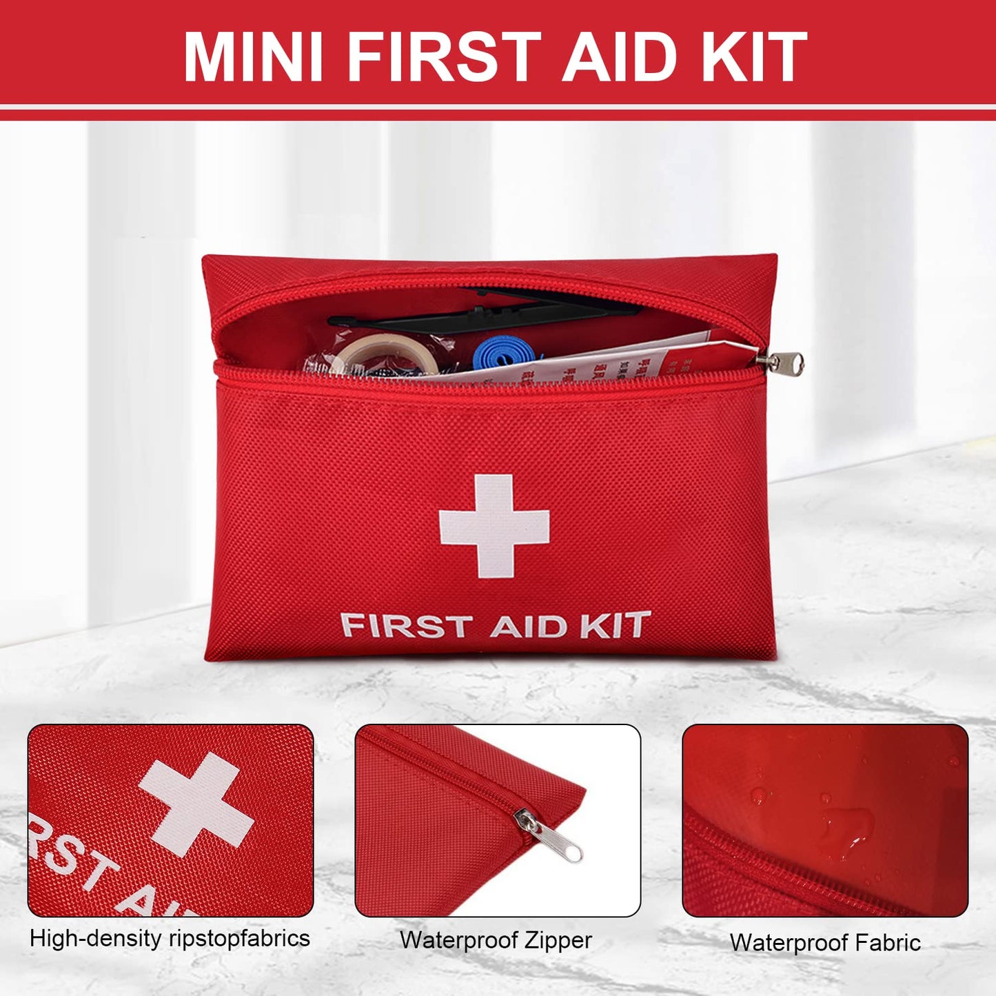 First Aid Kit – High-quality, waterproof, and portable trauma first aid kit, suitable for various emergency situations.
