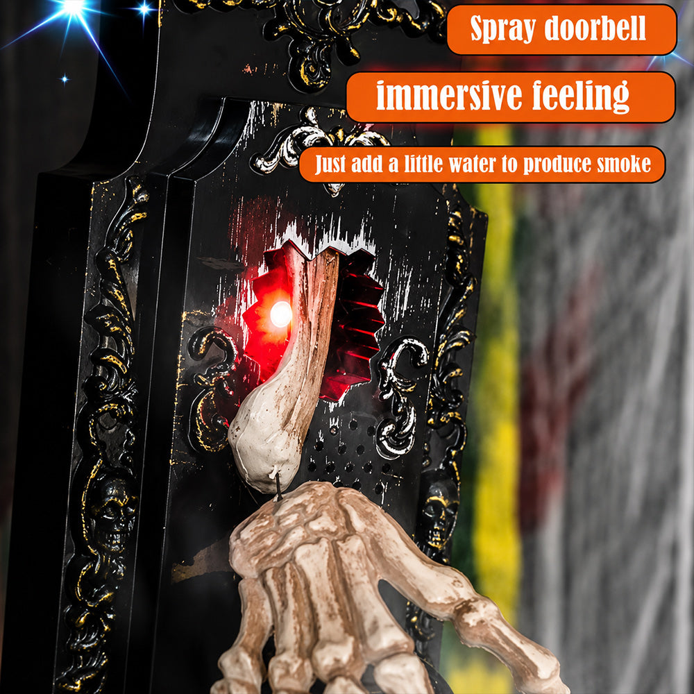 Hanging Touch/Motion Activated Skeleton Hand Doorbell with Red Light, Scary Sound Haunted House Decoration