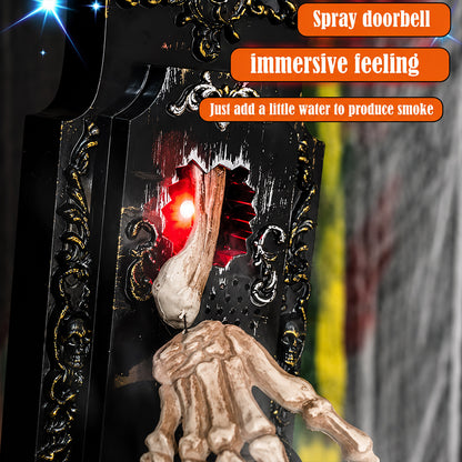 Hanging Touch/Motion Activated Skeleton Hand Doorbell with Red Light, Scary Sound Haunted House Decoration