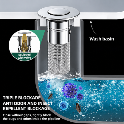 🚰✨ Universal 2-in-1 Sink Stopper – Pop-Up Drain Plug & Hair Catcher for Bathroom & Kitchen