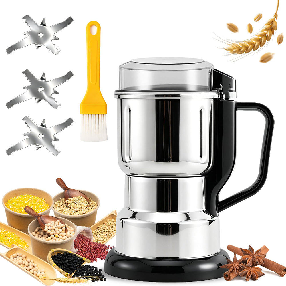 304 Stainless Steel Electric Grain Mill Grinder – High-Speed Flour, Coffee & Spice Powder Maker