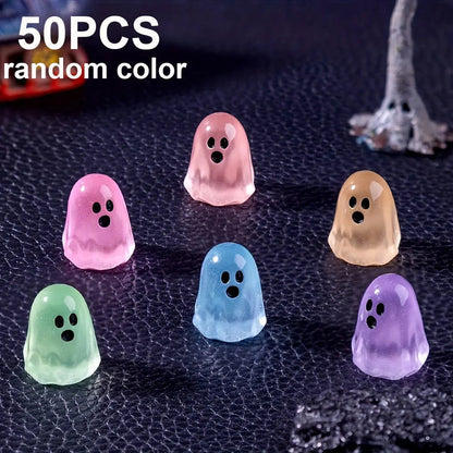 Glow‑in‑the‑Dark Mini Ghost Figurines | Resin Halloween DIY Decor 20/50PCS