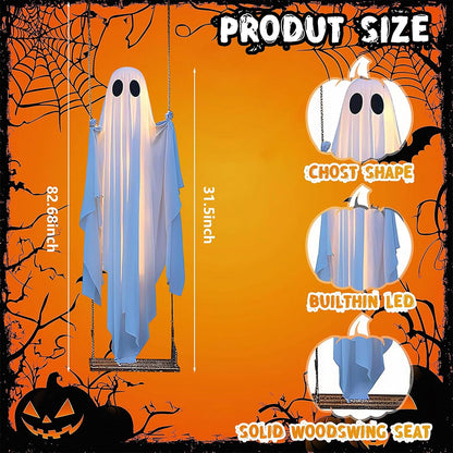 Halloween Hanging Ghost Swing – Light-Up Outdoor Decoration