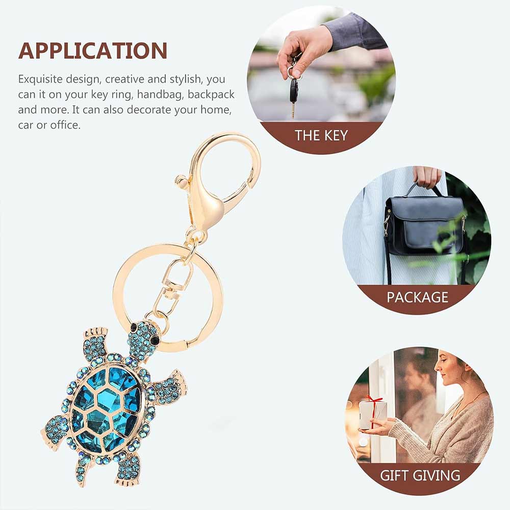 Lucky Turtle Rhinestone Keychain – Crystal Sea Turtle Bag & Car Charm