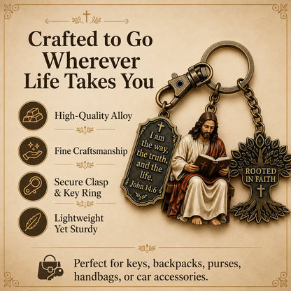 Jesus Reading Keychain
