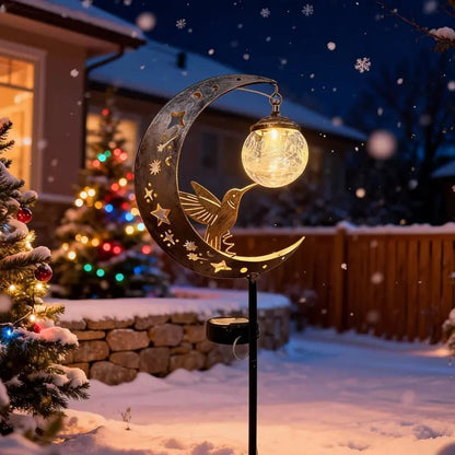 Hummingbird Moon Solar Garden Stake Light
