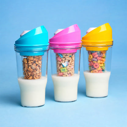 Portable Cereal Cup with Milk Separator Leakproof Double Layer